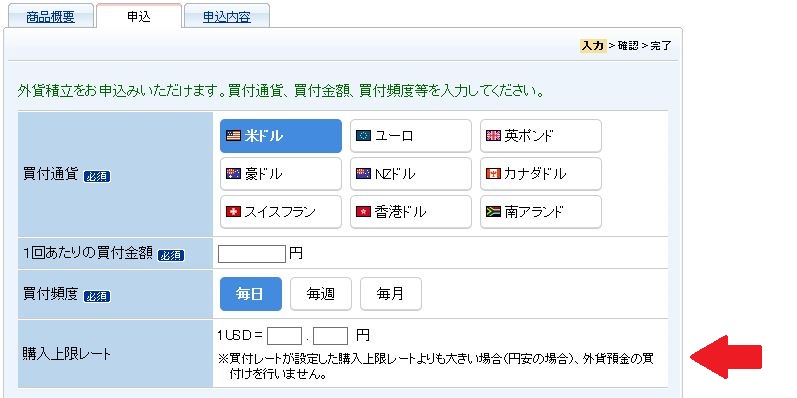 SBI銀行での外貨積立て設定で上限レートを決める