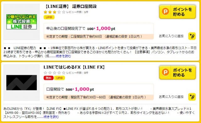 ハピタスのLINE証券